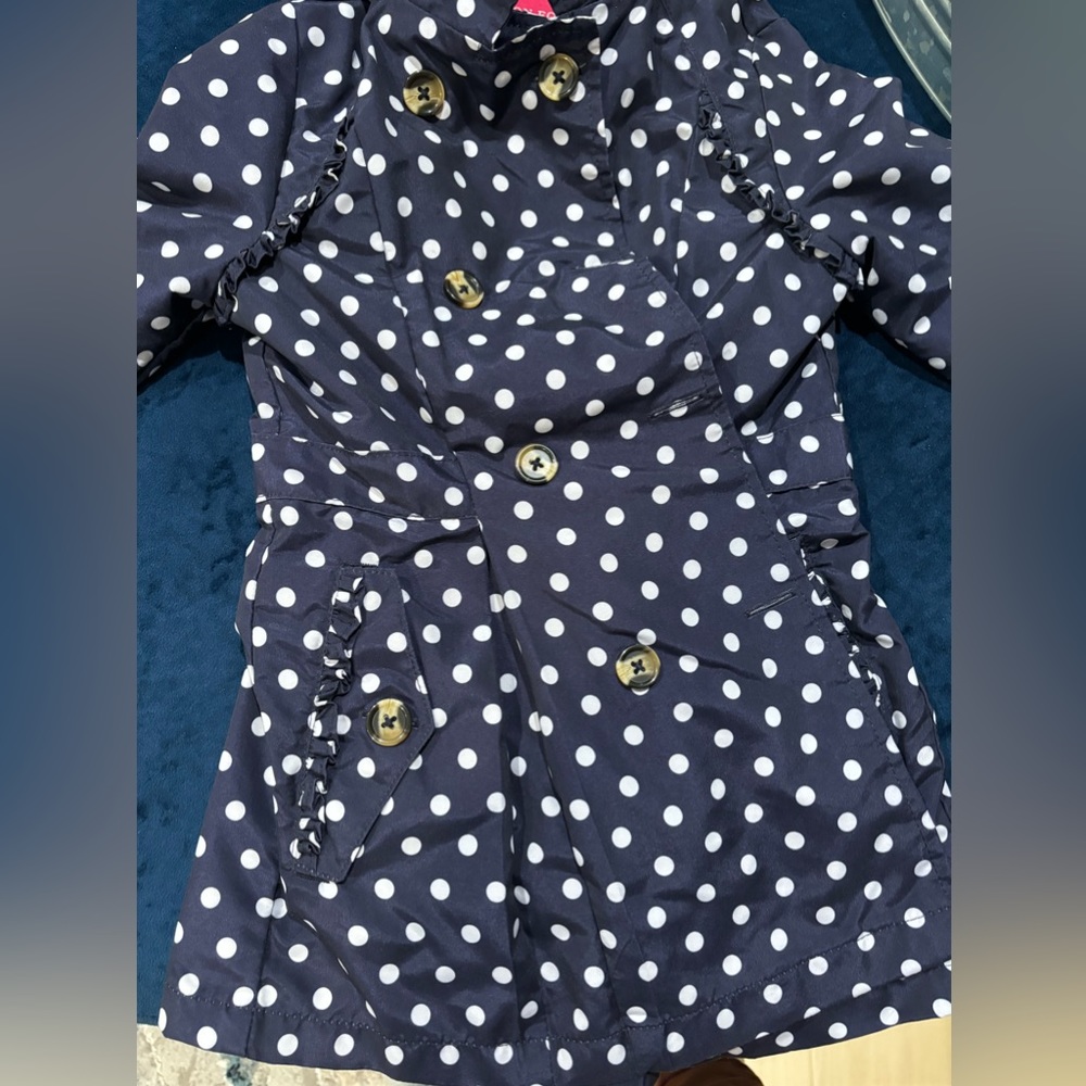 London Fog, S/4 Girls Jacket, Navy, Polka Dot!